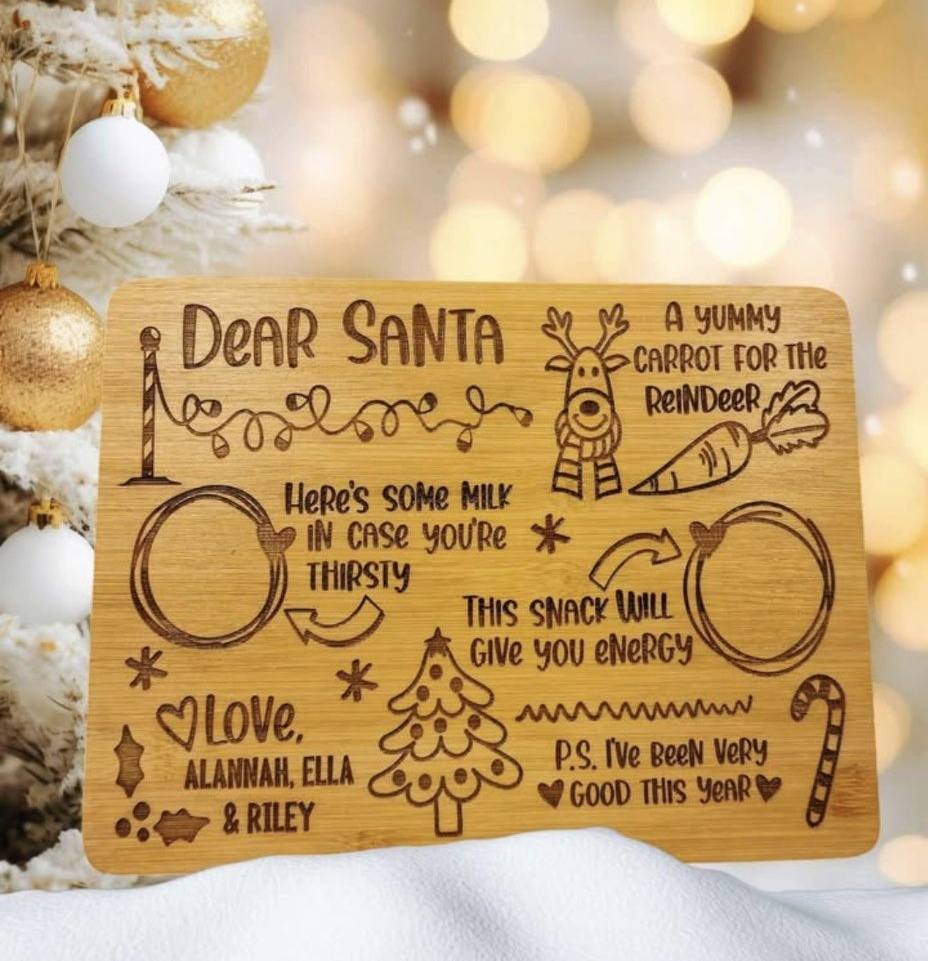 Personalised Bamboo Santa Tray - Playful Design