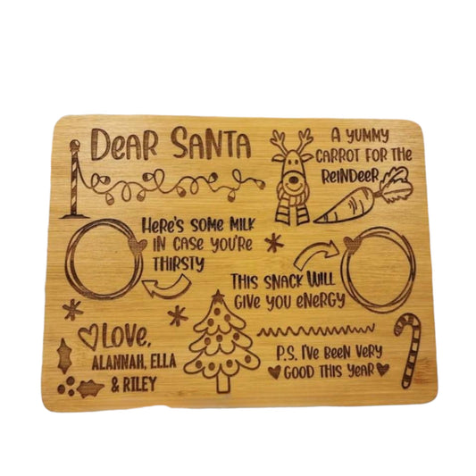 Personalised Bamboo Santa Tray - Playful Design