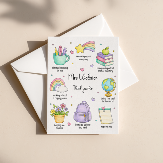 Personalised Thank You For Being an Amazing Teacher Card