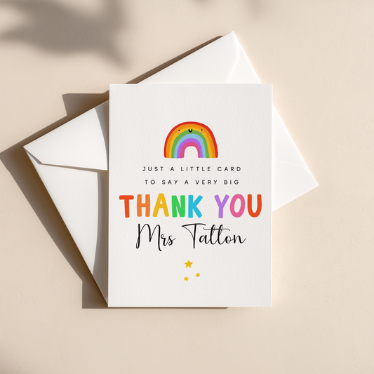 Personalised Rainbow Teacher Thank You Card