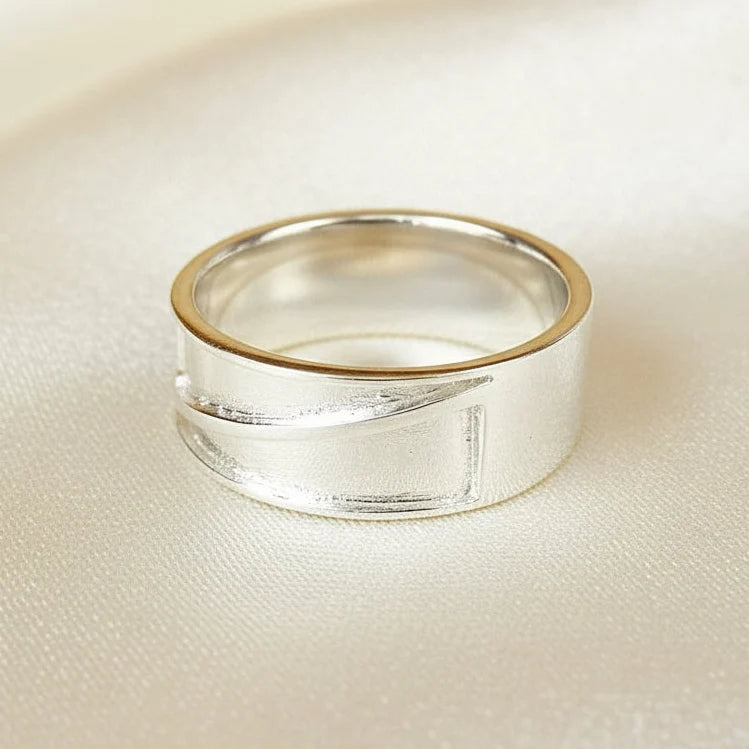 Gents Double Channel Sterling Silver Memorial Ring