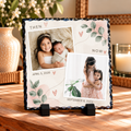 Personalised Then & Now Photo Slate – 2 Photo Polaroid Style with Dates – 20 × 20 cm