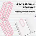 Giant Paperclip Bookmark - Pink Checkered
