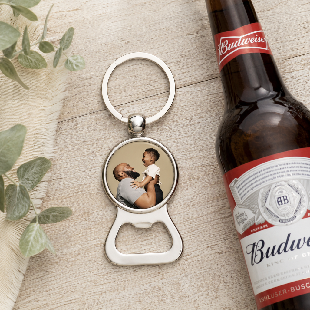 Photo Upload Round Bottle Opener Keyring – Gift Boxed