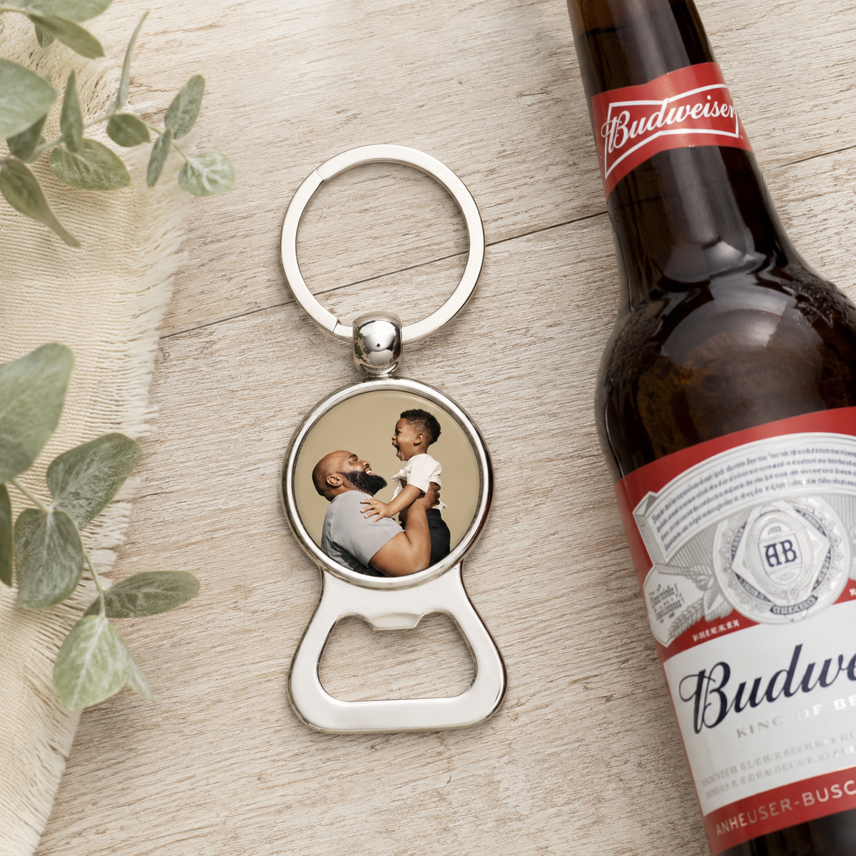 Photo Upload Round Bottle Opener Keyring – Gift Boxed