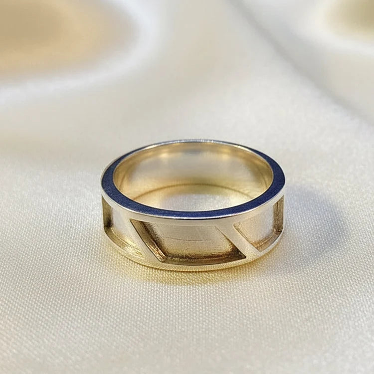 Gents Triple Channel Sterling Silver Memorial Ring
