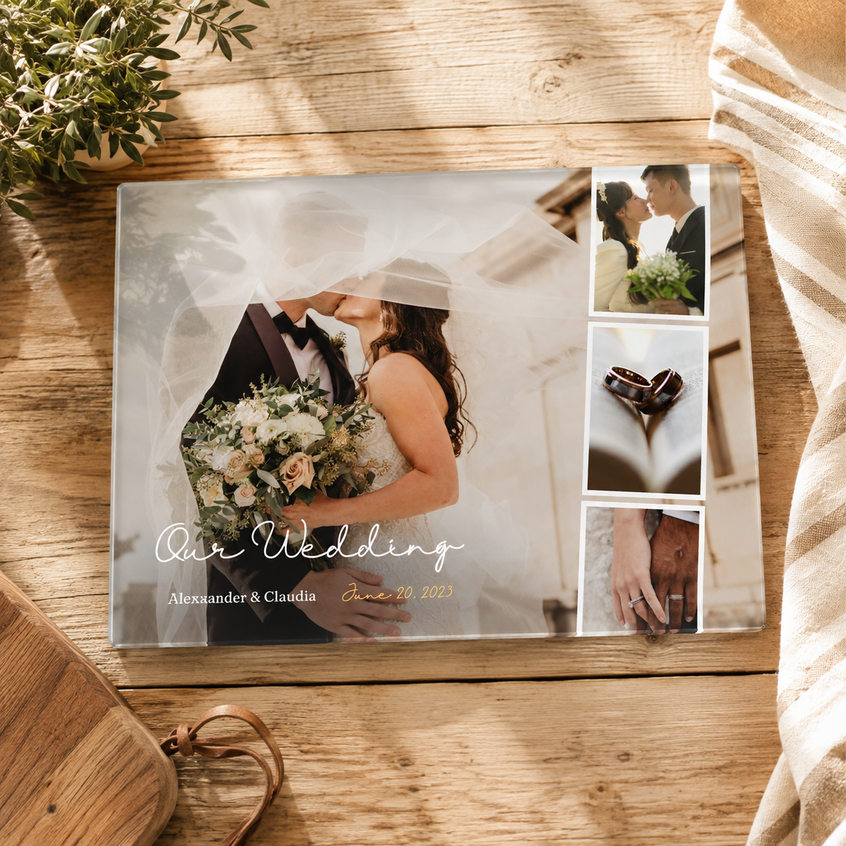 Our Wedding - Glass Chopping Board