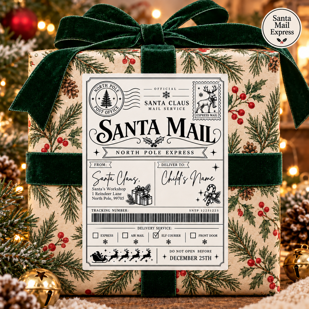 Personalised Christmas Gift Labels – Santa Mail & North Pole Delivery Stickers