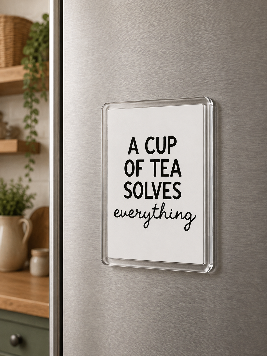 A Cup of Tea Solves Everything- Acrylic Fridge Magnet