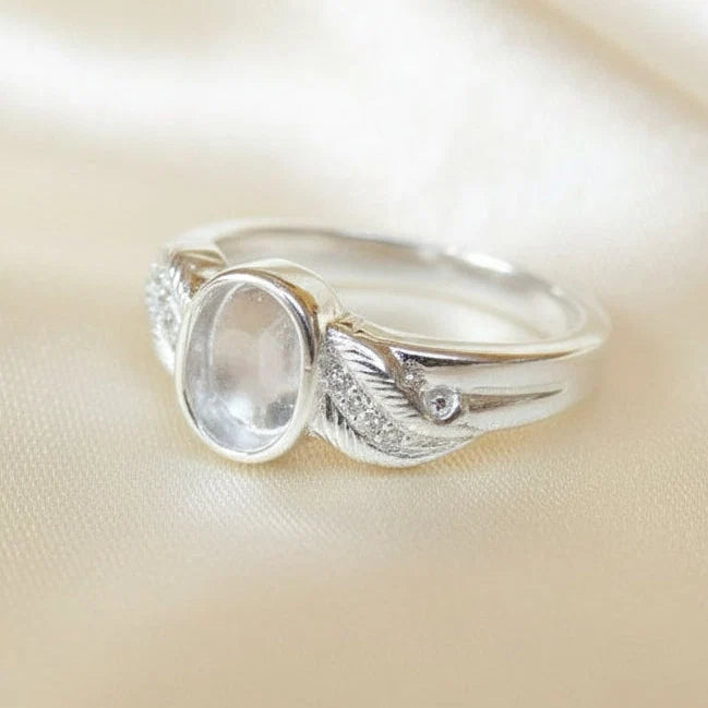 Feather CZ Sterling Silver Memorial Ring