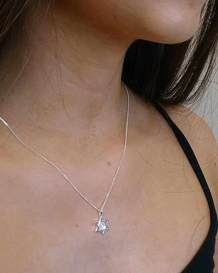 Six-Pointed Star Sterling Silver Memorial Pendant
