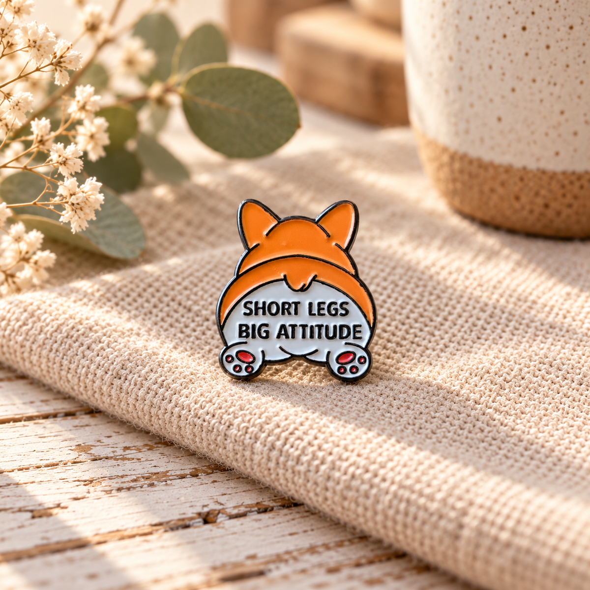 Short Legs, Big Attitude – Funny Corgi Bum Enamel Pin Badge 🐾