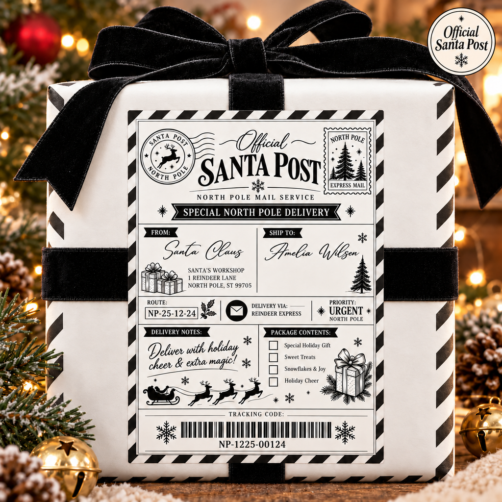 Personalised Christmas Gift Labels – Santa Mail & North Pole Delivery Stickers