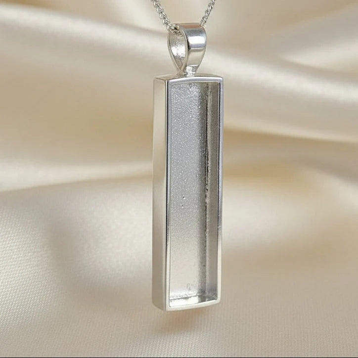 Oblong Silver Memorial Pendant