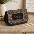 Personalised Canvas Pencil Case Leopard Print