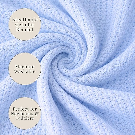 Personalised Cellular Baby Blanket with Embroidered Name