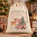 Personalised Special Delivery Christmas Sack – Pink Reindeer