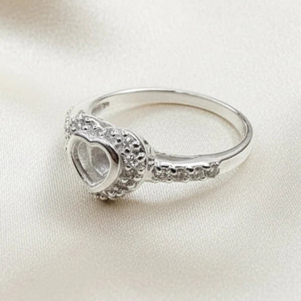 Heart CZ Sterling Silver Memorial Ring