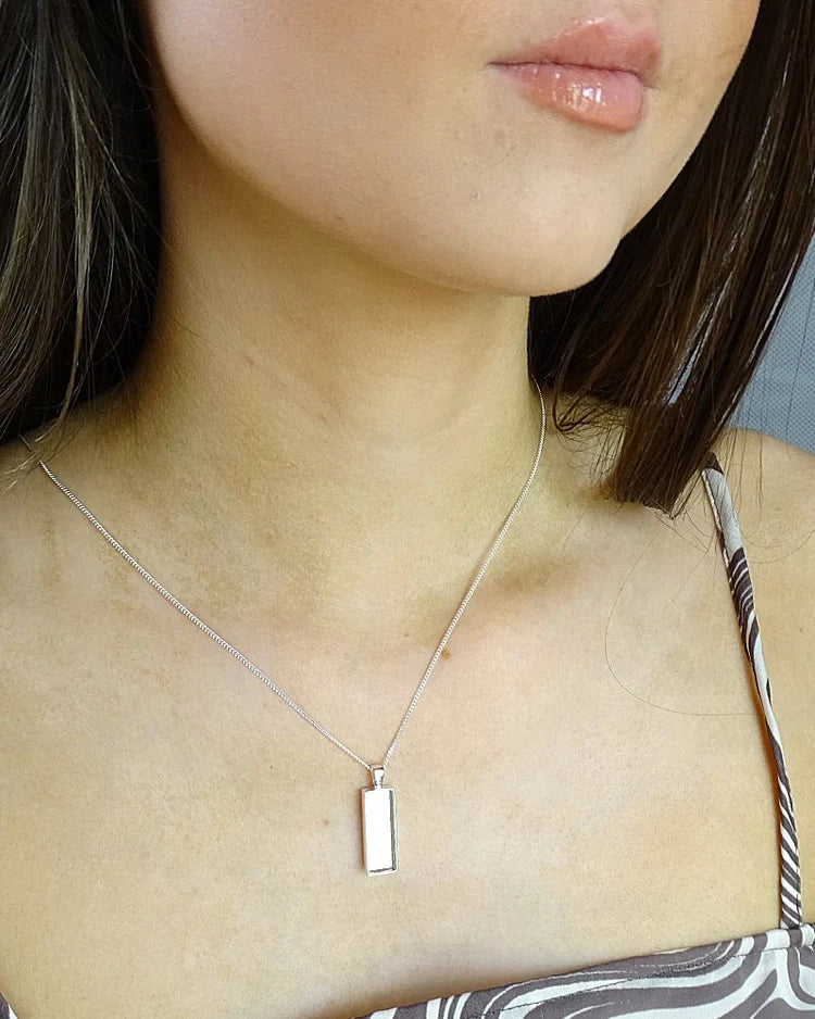 Oblong Silver Memorial Pendant