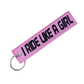I ride like a girl - Embroidered Keyring