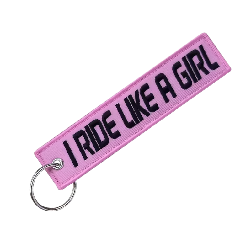 I ride like a girl - Embroidered Keyring