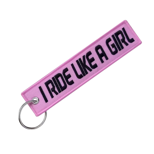 I ride like a girl - Embroidered Keyring