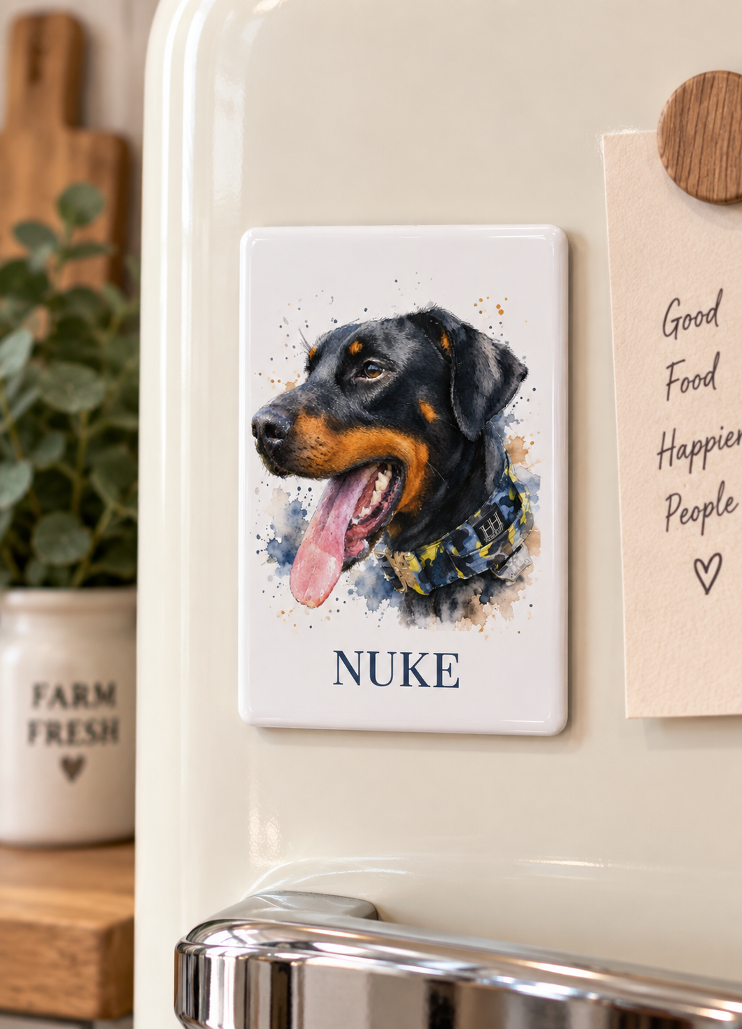 Personalised Watercolour Pet Portrait Ceramic Fridge Magnet
