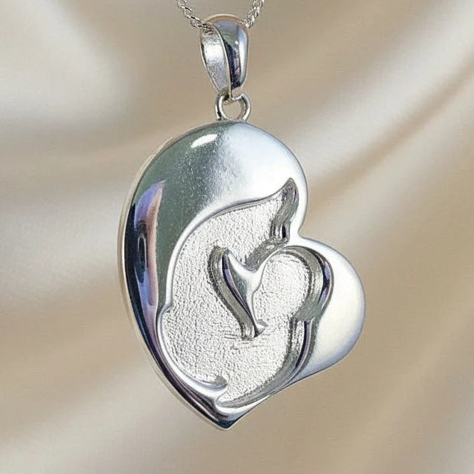 Mother & Child Sterling Silver Memorial Pendant