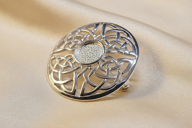 Silver Round Celtic Brooch - 0147S