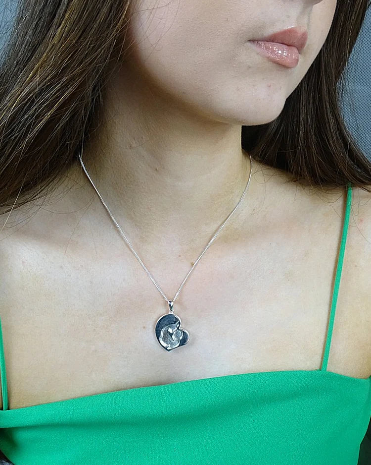 Mother & Child Sterling Silver Memorial Pendant