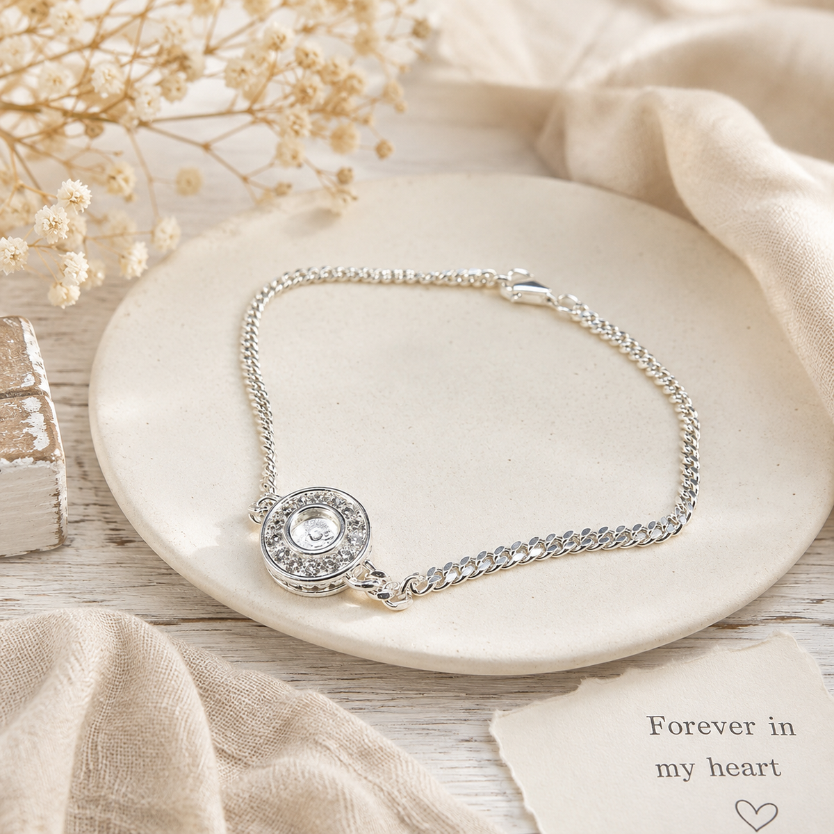 Silver Bracelet with a cz surround
