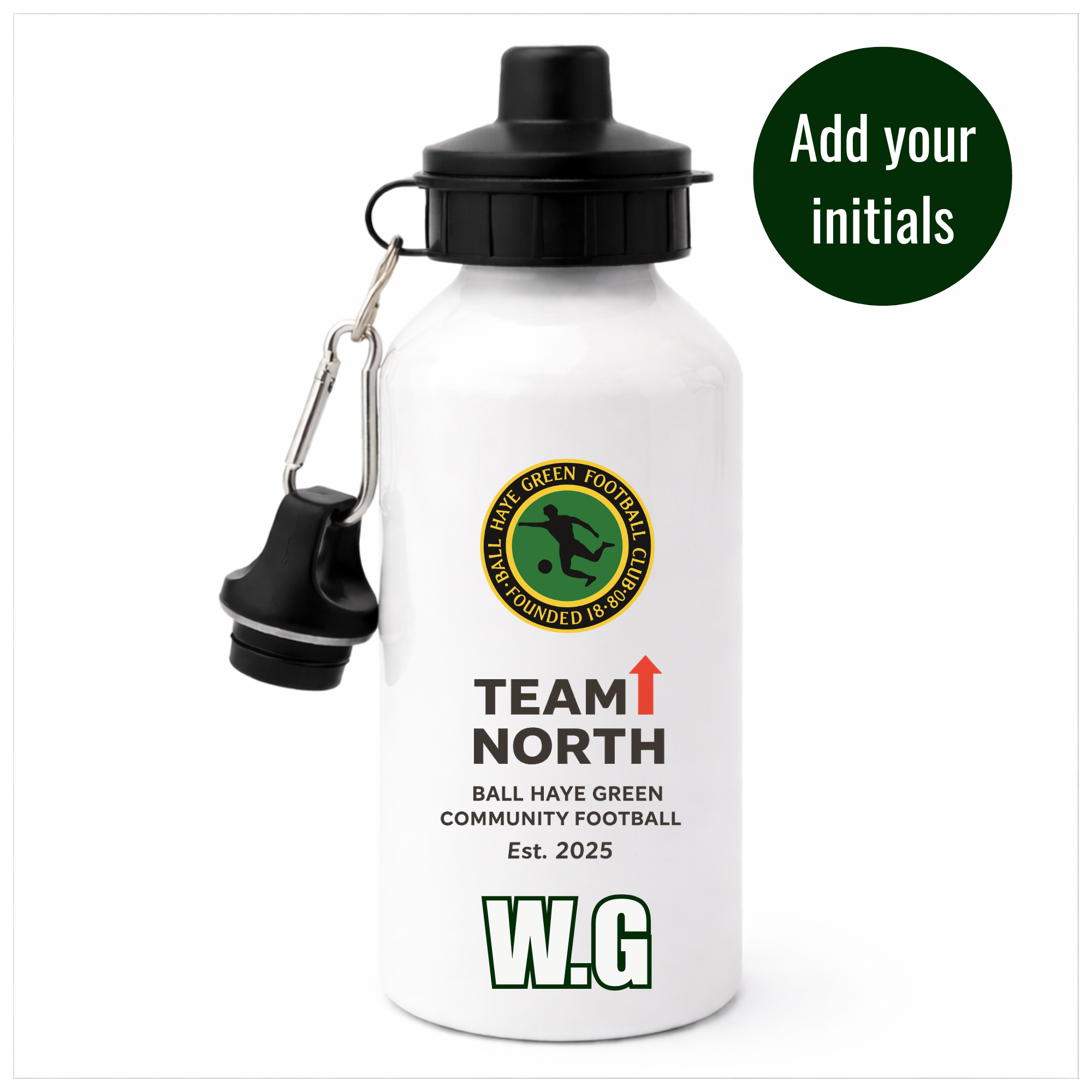 Ball Haye Green Team North - Personalised 600ml Sports Bottle
