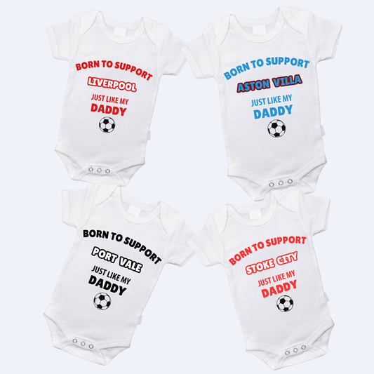 Born to support Football white baby vest