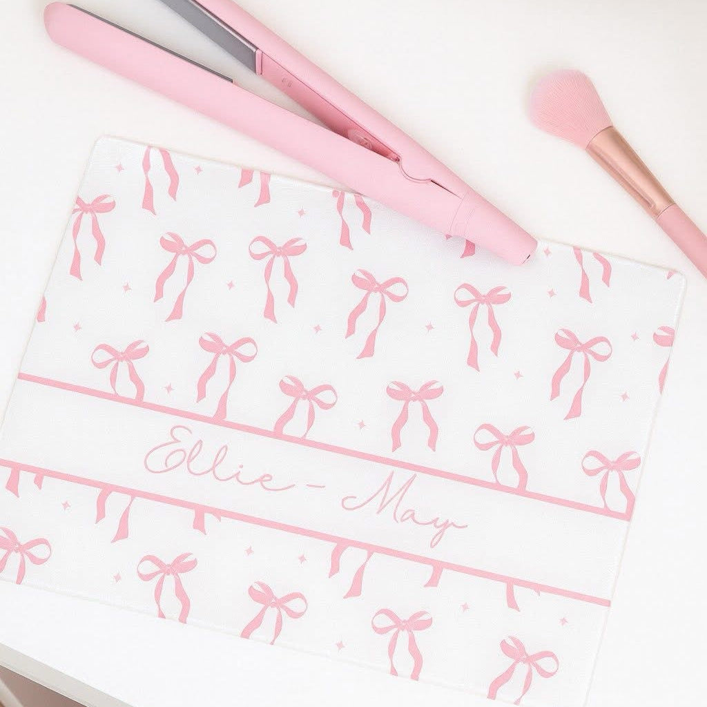 Glass Heat Proof Straightener Board - Bow Design