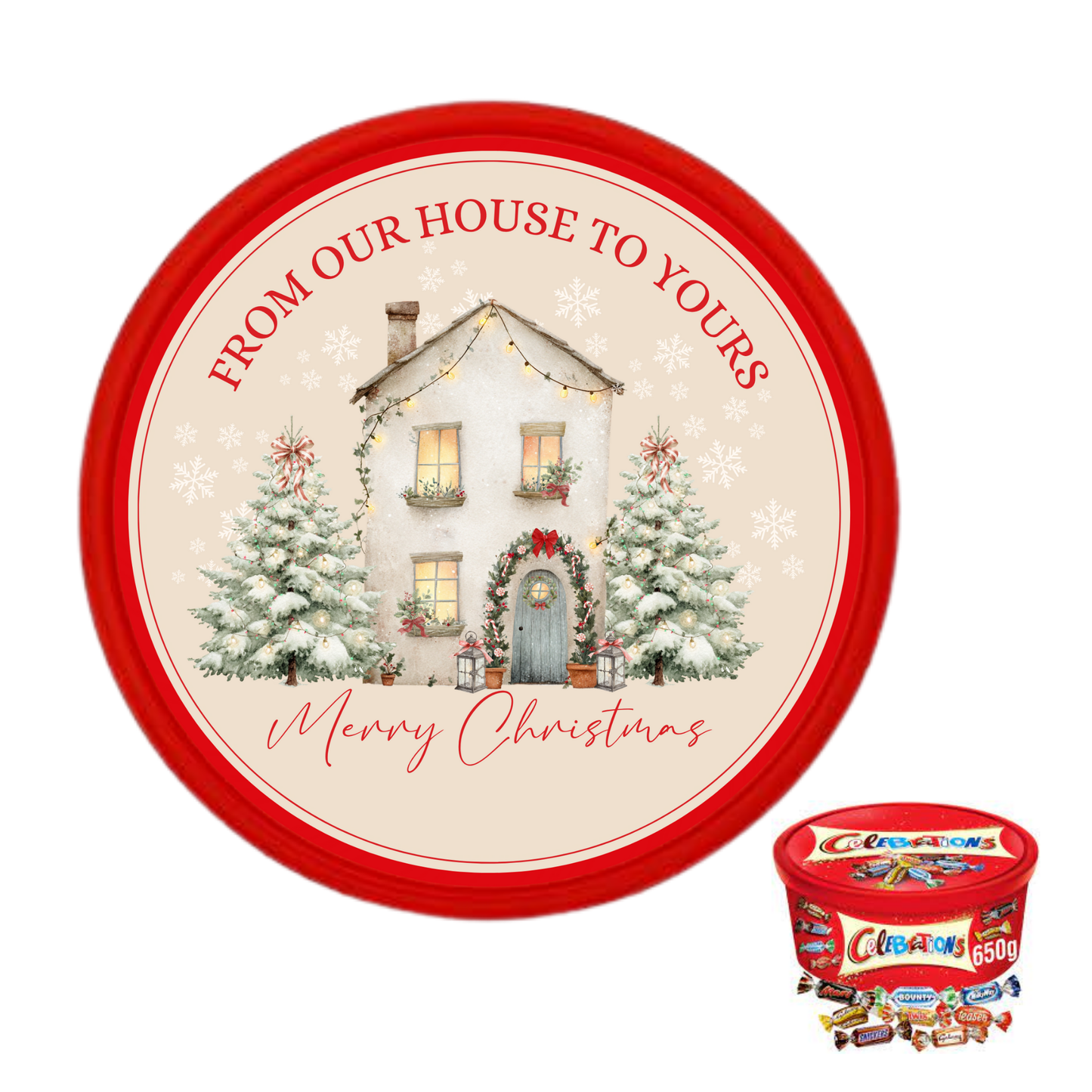 Christmas Chocolate Tub Label - From our house to yours