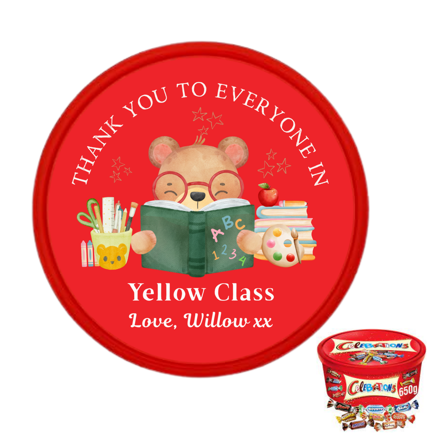 Personalised Christmas Chocolate Tub Label - Class Appreciation