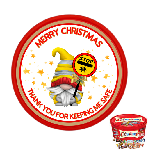 Christmas Chocolate Tub Label - Lollipop Lady/Man