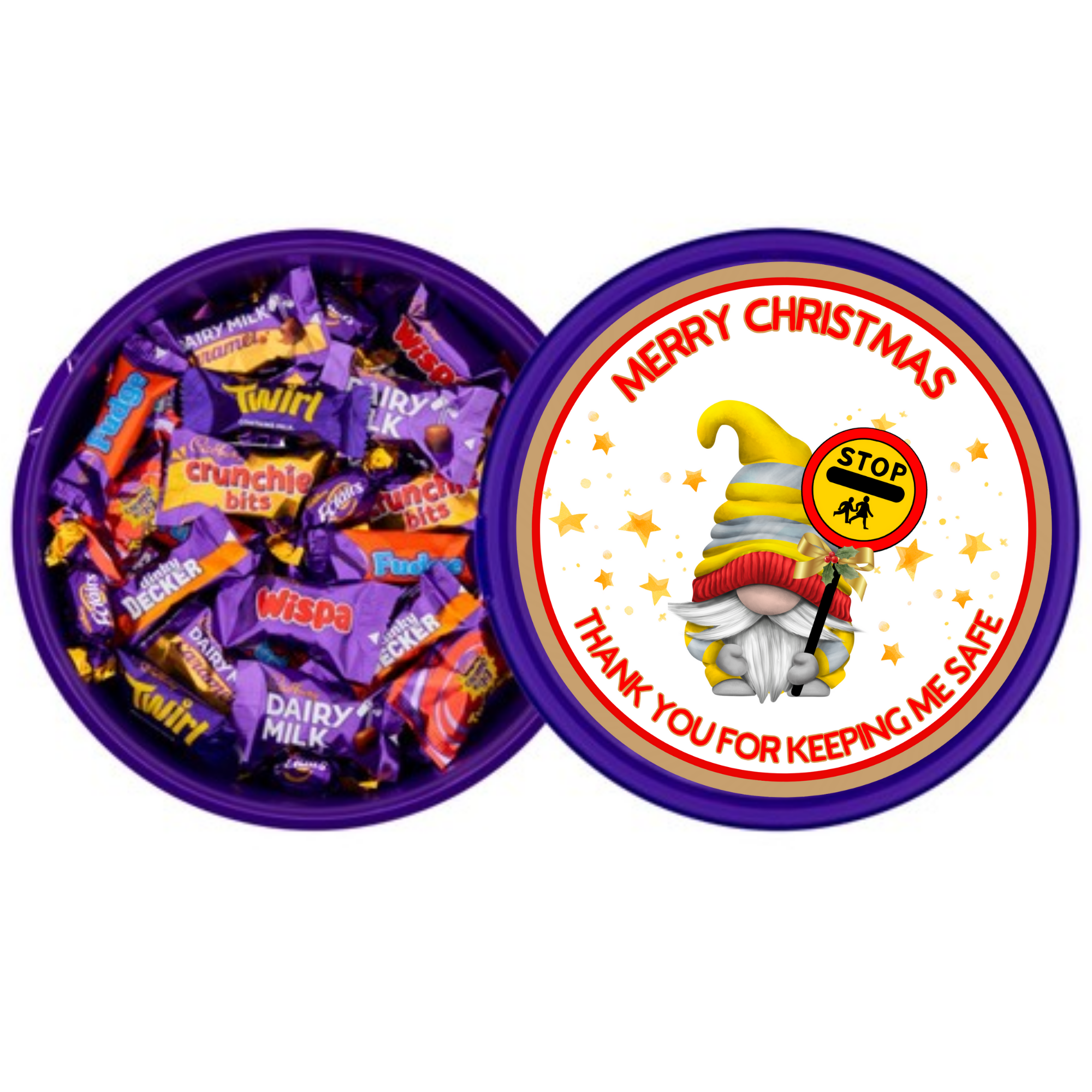 Christmas Chocolate Tub Label - Lollipop Lady/Man