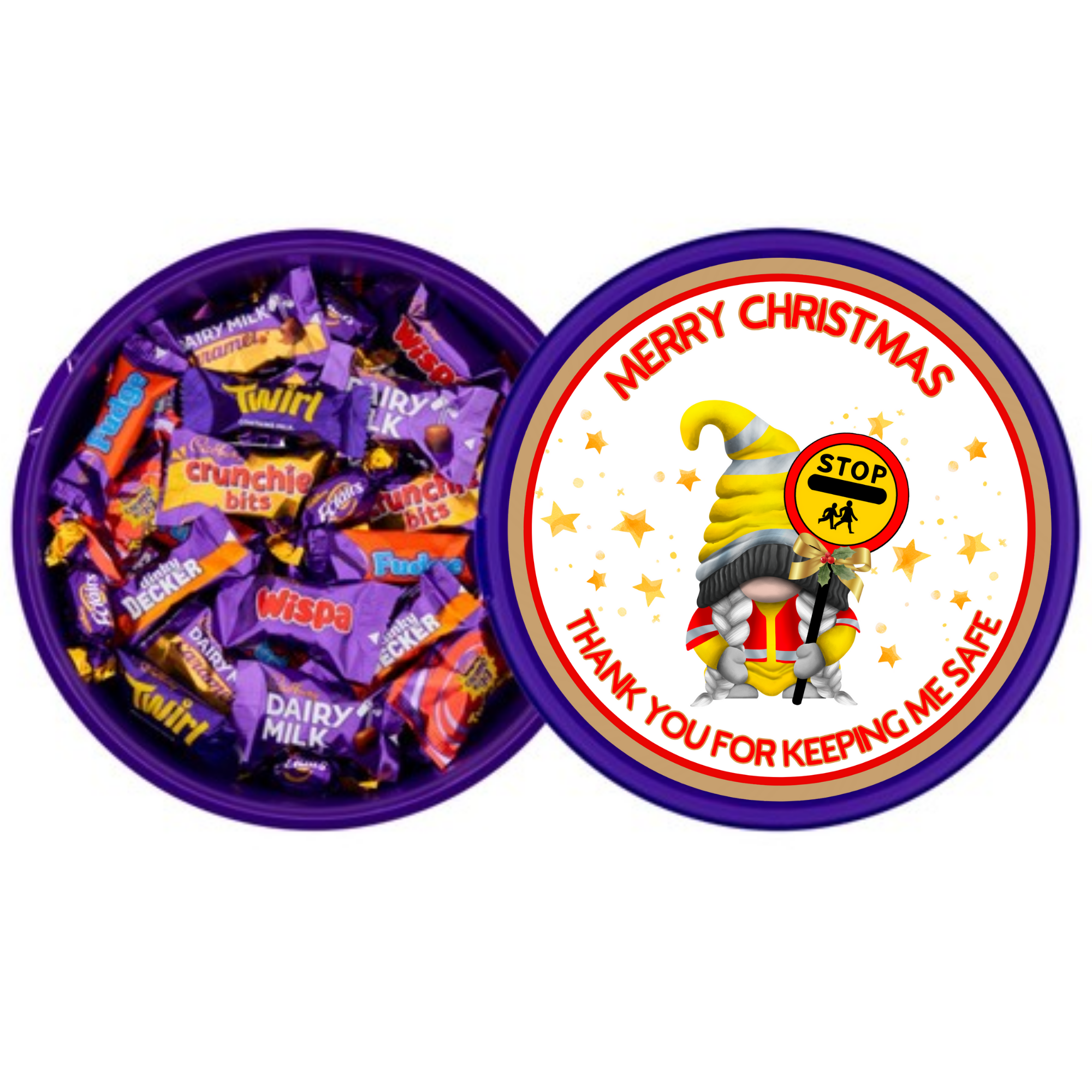 Christmas Chocolate Tub Label - Lollipop Lady/Man