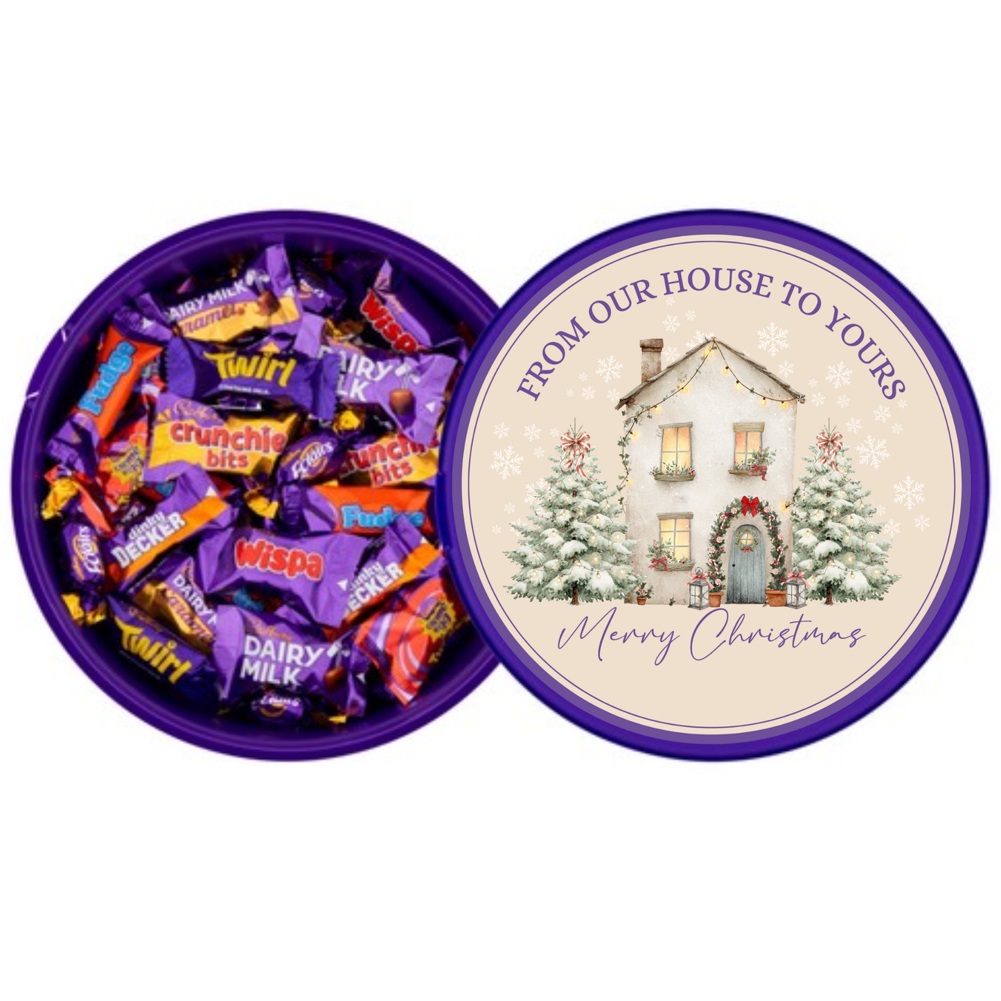 Christmas Chocolate Tub Label - From our house to yours