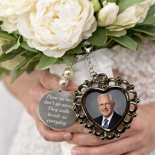 Personalised Memorial Bouquet Charm – Photo Heart Wedding Keepsake