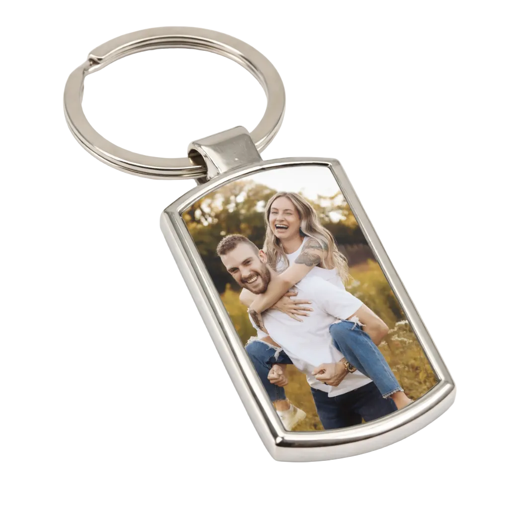 Personalised Metal Photo Keyring (Curved Rectangle)
