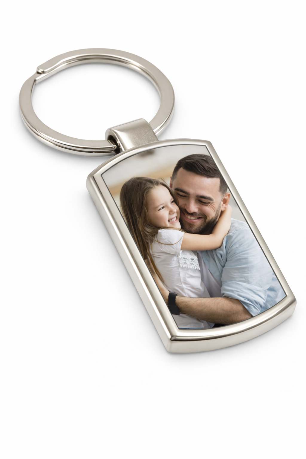 Personalised Metal Photo Keyring (Curved Rectangle)