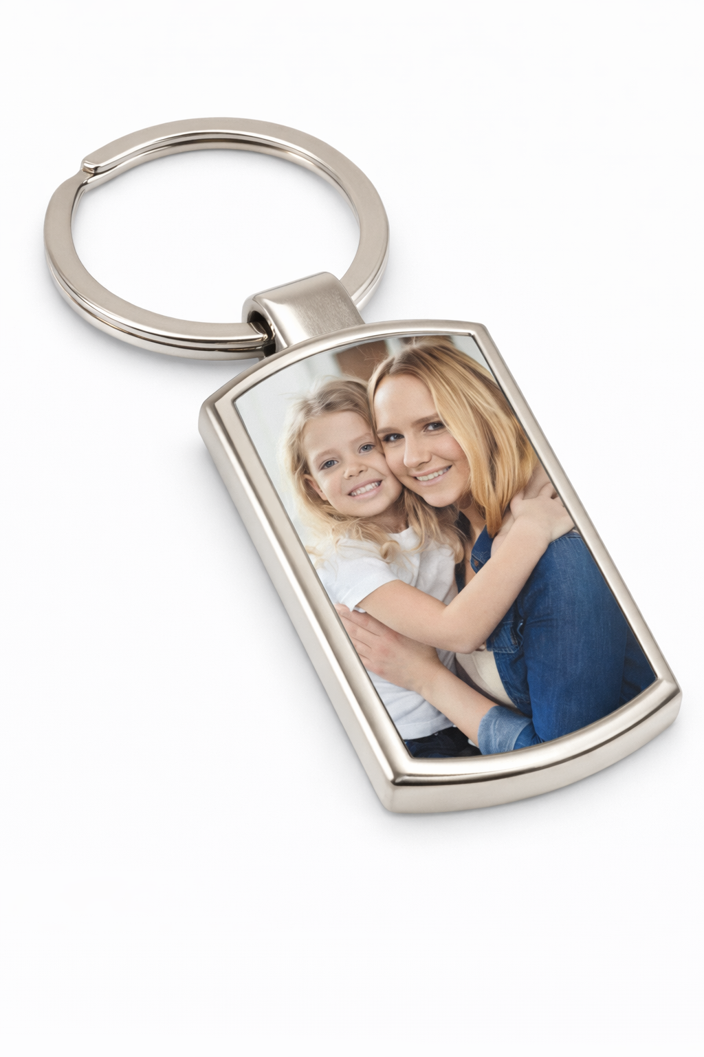 Personalised Metal Photo Keyring (Curved Rectangle)