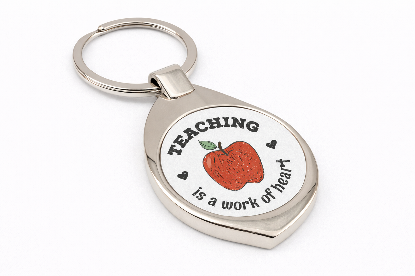 Teaching is a work of heart - Chrome Keyring (Swirl)