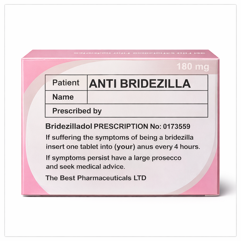 Anti Bridezilla Novelty Prescription Gift – Wedding Joke Present