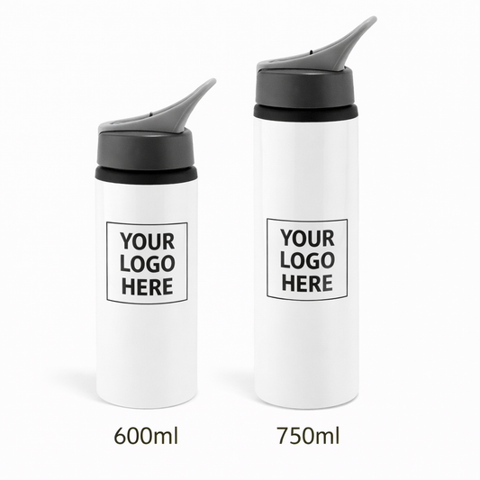 Alu Sport Bottle With Straw 600ml / 750ml White