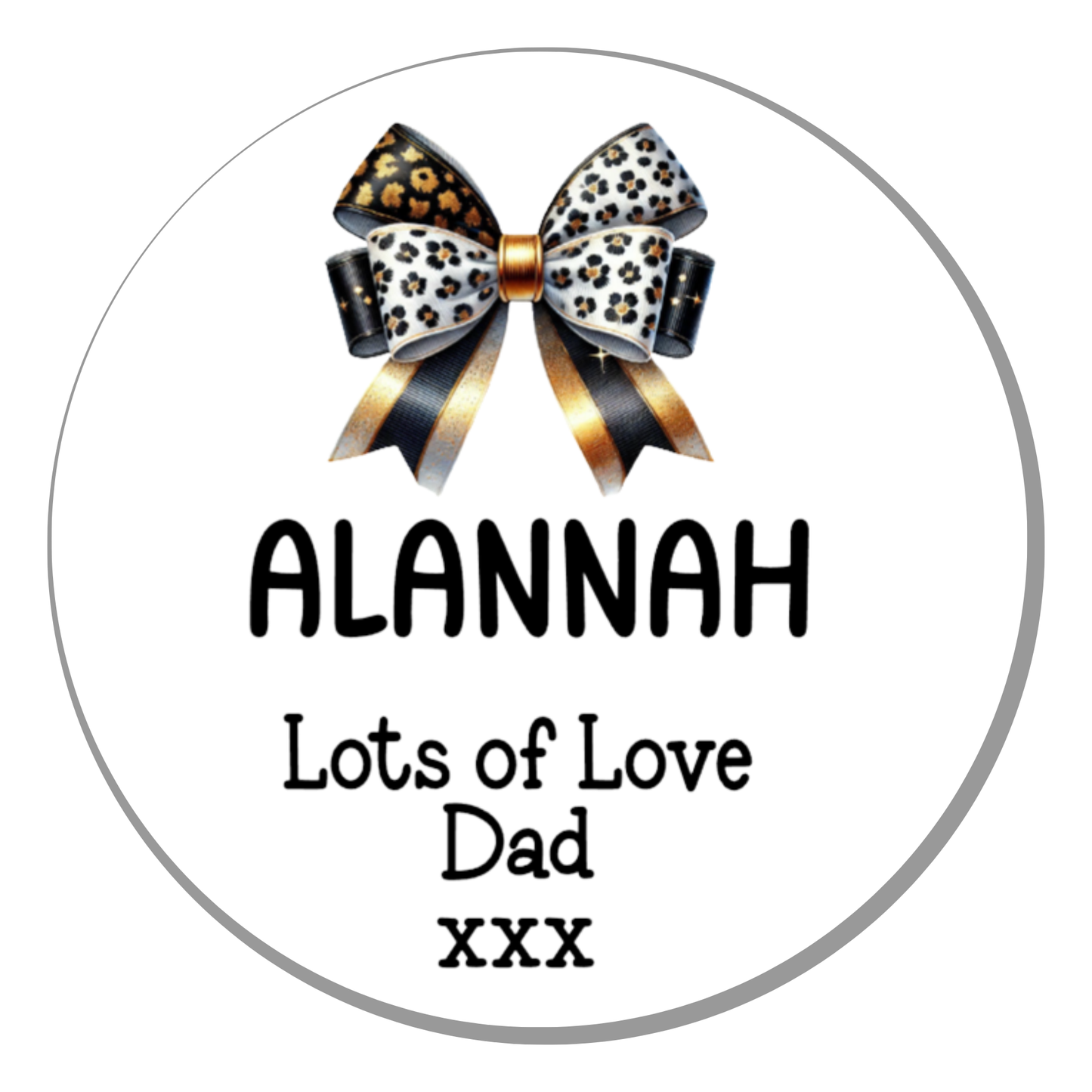 24 Personalised Gift Stickers - Leopard Print Bow