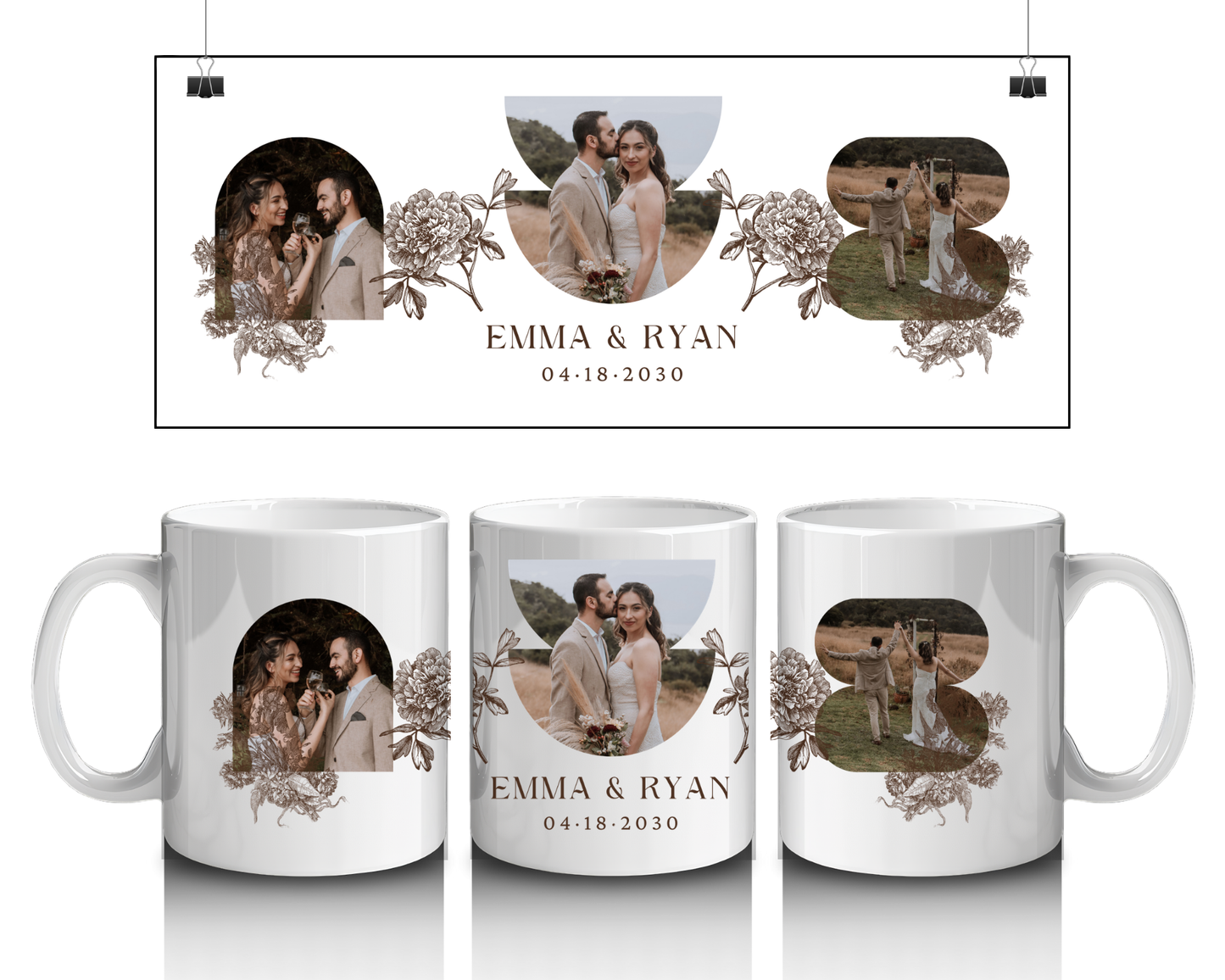 Photo Upload Couples Botanical - 11oz Mug