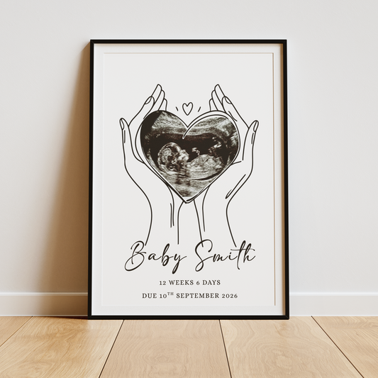 Baby Scan in Hands - Personalised Print